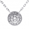 Womens Diamond Drop Halo Pendant Necklace 14K White Gold 0.85ct
