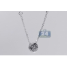 Womens Diamond Drop Halo Pendant Necklace 14K White Gold 0.85ct