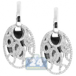 14K White Gold 1.22 ct Diamond Womens Openwork Oval Earrings