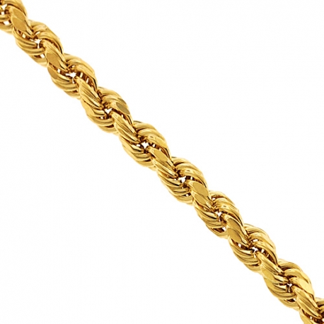 10K Yellow Gold Diamond Cut Hollow Rope Chain 7 mm 26 28 30"