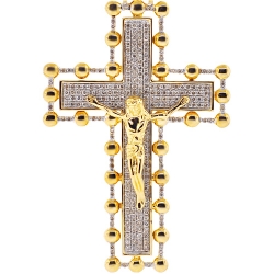 14K Yellow Gold 2.67 ct Diamond Mens Crucifix Cross Pendant