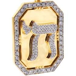 14K Yellow Gold 3.66 ct Diamond Framed Chai Medallion Pendant