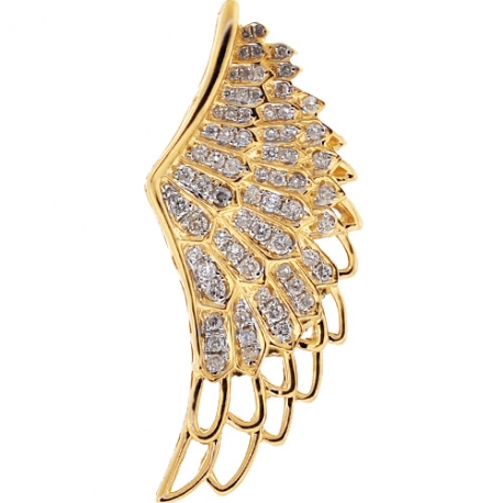 10K Yellow Gold 0.82 ct Diamond Angel Wing Mens Pendant
