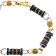 14K Two Tone Gold 8.29 ct Black Diamond Bullet Mens Bracelet