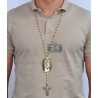 Mens Diamond Jesus Christ Rosary Necklace 14K Yellow Gold 24.63ct
