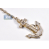 Mens Diamond Anchor Skull Rosary Necklace 14K Yellow Gold 15.87ct