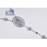 Mens Diamond Rosary Beads Cross Necklace 14K White Gold 9.31ct