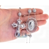 Mens Diamond Rosary Beads Cross Necklace 14K White Gold 9.31ct