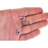 Womens Emerald Diamond Pear Drop Necklace 14K White Gold 0.68ct