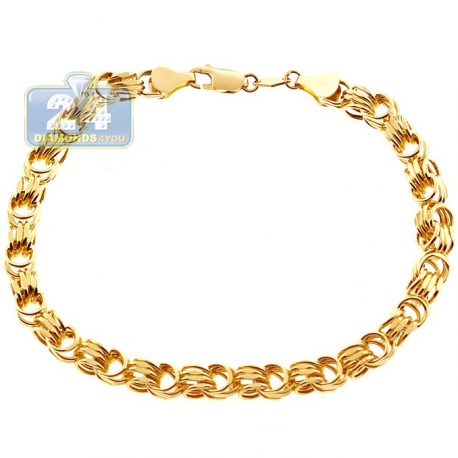 Real 10K Yellow Gold Rolo Byzantine Link Mens Bracelet 5.5mm 9"