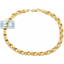 10K Yellow Gold Rolo Byzantine Mens Bracelet 4.5 mm 9 Inches