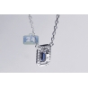 Womens Blue Sapphire Diamond Drop Necklace 14K White Gold .74ct