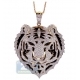 14K Yellow Gold 2.68 ct Diamond Tiger Head Mens Pendant