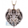 Mens Diamond Tiger Lion Head Pendant 14K Yellow Gold 2.68 ct