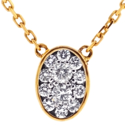 14K Yellow Gold 0.28 ct Diamond Womens Oval Drop Necklace