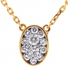 Womens Diamond Oval Drop Necklace 14K Yellow Gold 0.28 ct