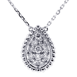 14K White Gold 0.71 ct Diamond Pear Drop Womens Necklace