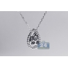 Womens Diamond Pear Drop Pendant Necklace 14K White Gold 0.71ct