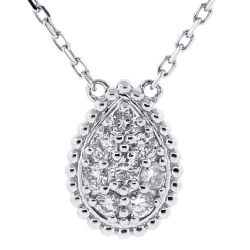 14K White Gold 0.37 ct Diamond Womens Pear Pendant Necklace 