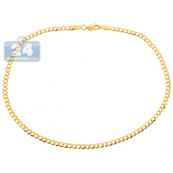10K Yellow Gold Cuban Link Womens Ankle Bracelet 10 Inches