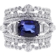 14K White Gold 4.79 ct Blue Sapphire Diamond Womens Ring 