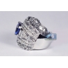 Womens Blue Sapphire Diamond Vintage Band Ring 14K Gold 4.79 ct