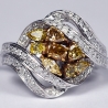 Womens Fancy Yellow Diamond Cluster Ring 14K White Gold 1.57 ct