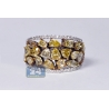 Womens Fancy Yellow Diamond Band Ring 14K White Gold 3.74 ct