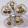 Womens Fancy Yellow Diamond Flower Ring 14K White Gold 3.31 ct