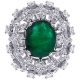 18K White Gold 6.62 ct Emerald Diamond Womens Dome Ring