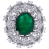 Womens Emerald Diamond Dome Ring 18k White Gold 6.62 ct
