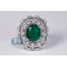 Womens Emerald Diamond Dome Ring 18k White Gold 6.62 ct