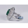 Womens Emerald Diamond Dome Ring 18k White Gold 6.62 ct