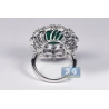 Womens Emerald Diamond Dome Ring 18k White Gold 6.62 ct