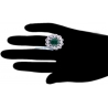 Womens Emerald Diamond Dome Ring 18k White Gold 6.62 ct