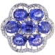 14K White Gold 5.94 ct Tanzanite Diamond Cluster Ring