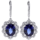 14K White Gold 6.88 ct Sapphire Diamond Flower Drop Earrings 