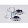 Womens Blue Sapphire Diamond Drop Earrings 14K White Gold 6.88 ct