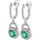 18K White Gold 2.51 ct Emerald Diamond Womens Earrings