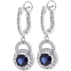 18K White Gold 2.93 ct Blue Sapphire Diamond Womens Earrings
