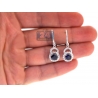 Womens Blue Sapphire Diamond Drop Earrings 18K White Gold 2.93 ct