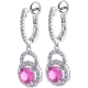 18K White Gold 3.21 ct Pink Sapphire Diamond Womens Drop Earrings