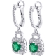 18K White Gold 2.66 ct Emerald Diamond Womens Drop Earrings