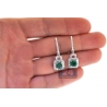 Womens Emerald Diamond Dangle Earrings 18K White Gold 2.66 ct