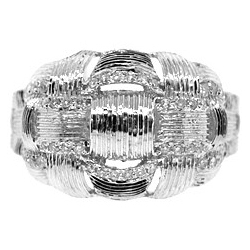 14K White Gold 0.38 ct Diamond Striped Knot Womens Ring