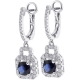 18K White Gold 2.82 ct Blue Sapphire Diamond Womens Earrings