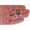 Womens Pink Sapphire Diamond Drop Earrings 18K White Gold 3.47 ct