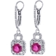 18K White Gold 1.97 ct Ruby Diamond Womens Drop Earrings