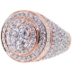 14K Rose Gold 4.58 ct Diamond Cluster Mens Round Ring