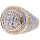 14K Yellow Gold 4.38 ct Diamond Cluster Mens Round Ring